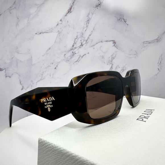 PRADA Sunglasses New Brown Tortoise Acetate PR 17WS Symbole Logo Italy Authentic - Picture 3 of 16